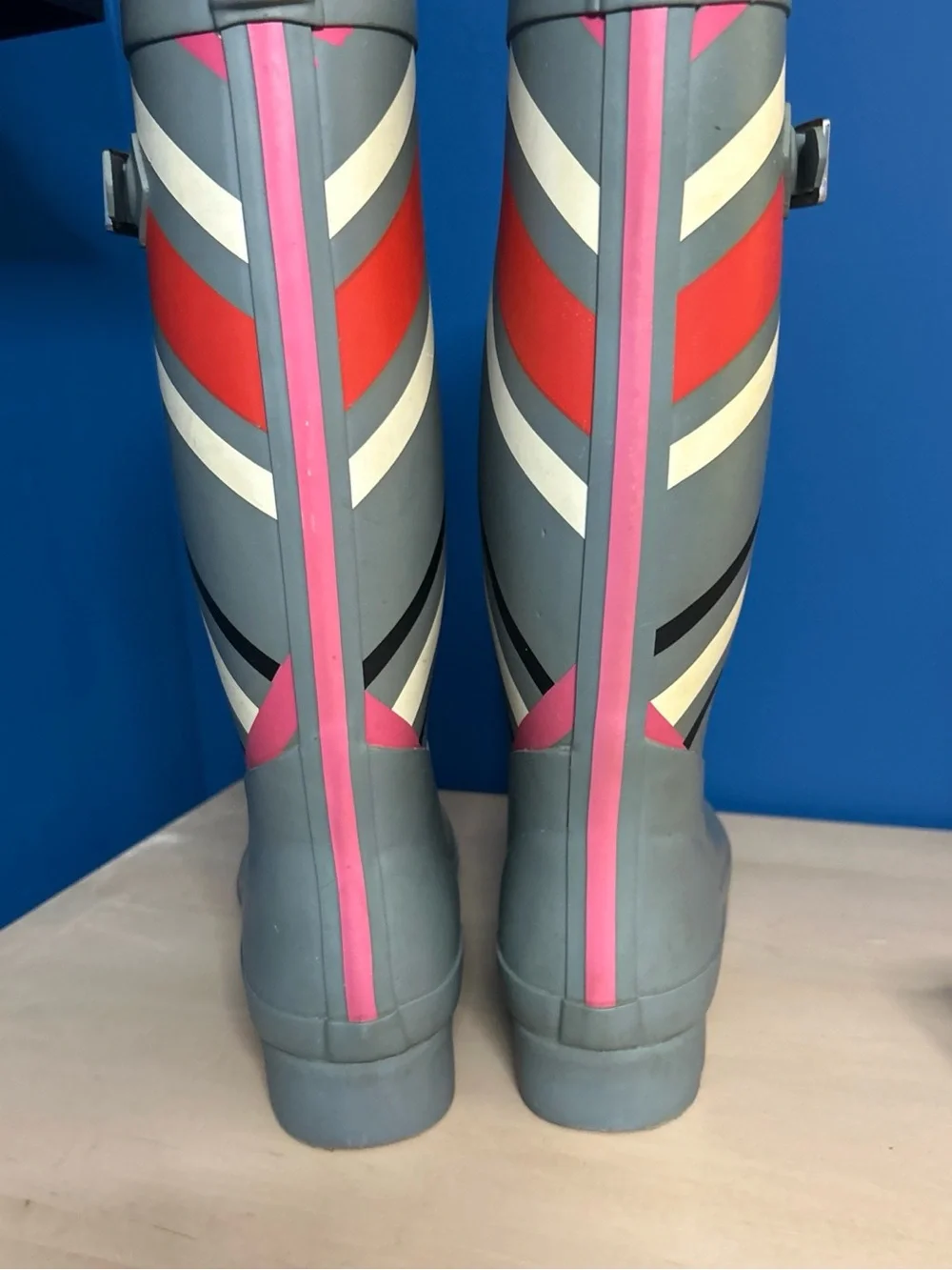 Vera Bradley Gray & Pink Women's Tall Rain Boots size 8